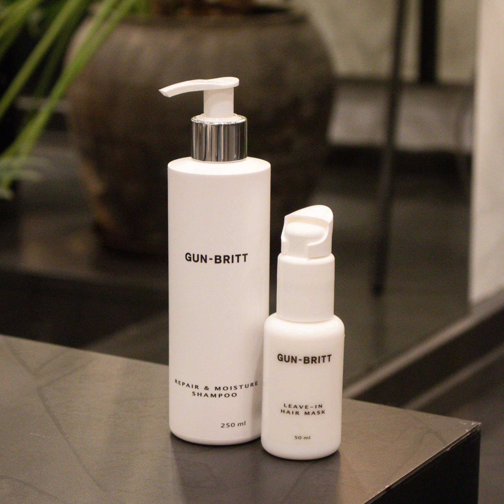 Gun-Britt Repair & Moisture Shampoo og Leave in Hair Mask pakke (2 produkter)